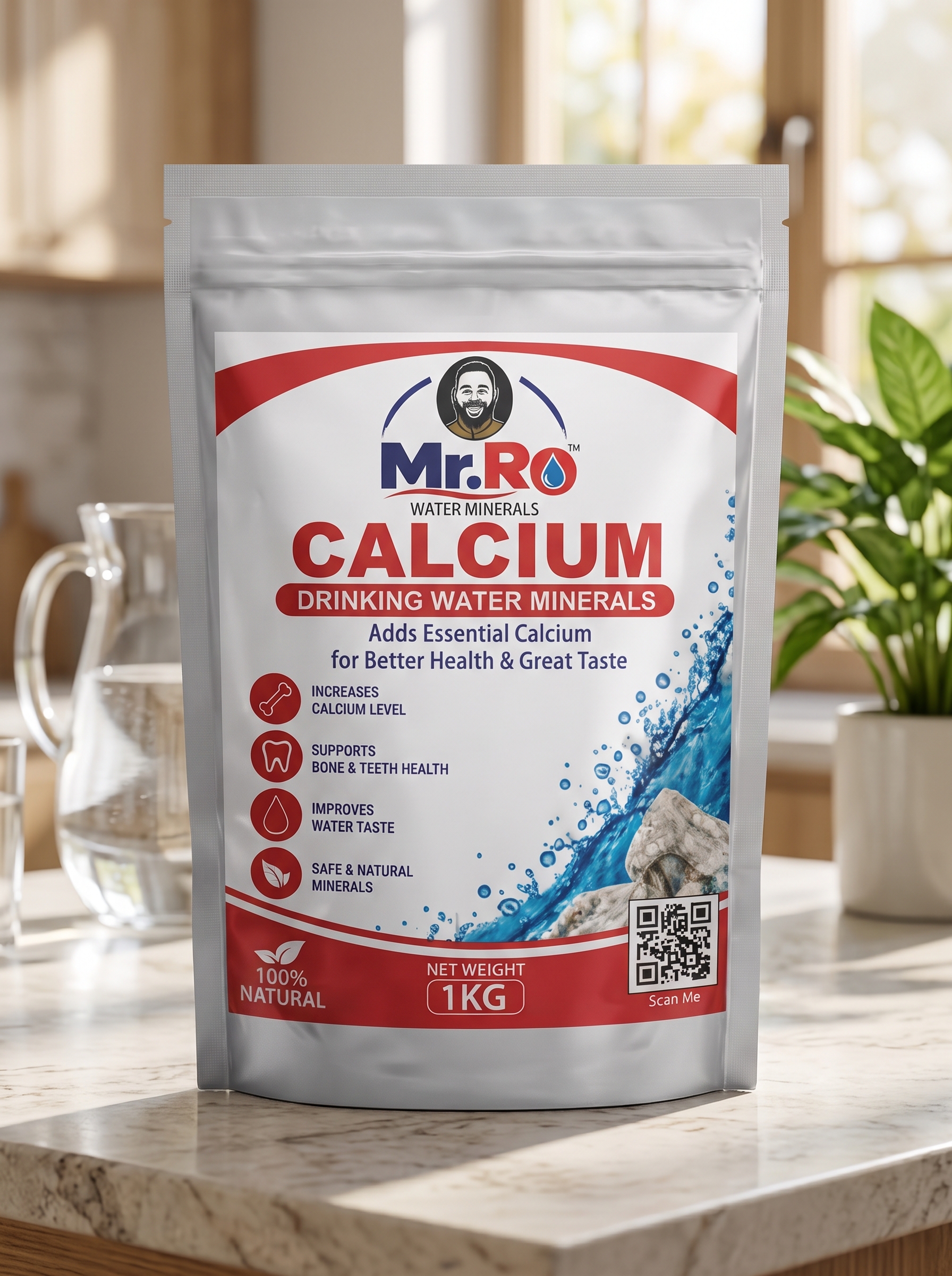 Mr. RO Calcium Water Minerals 1kg Pouch - Food Grade CaCl