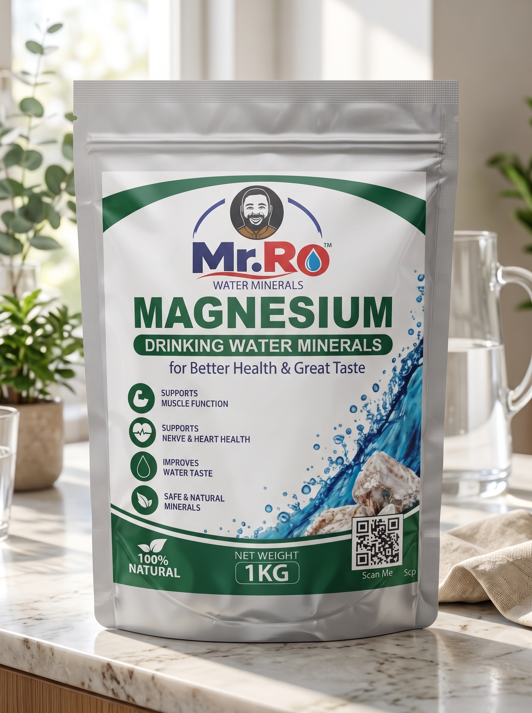 Mr. RO Magnesium Water Minerals 1kg Pouch - Food Grade MgSO4
