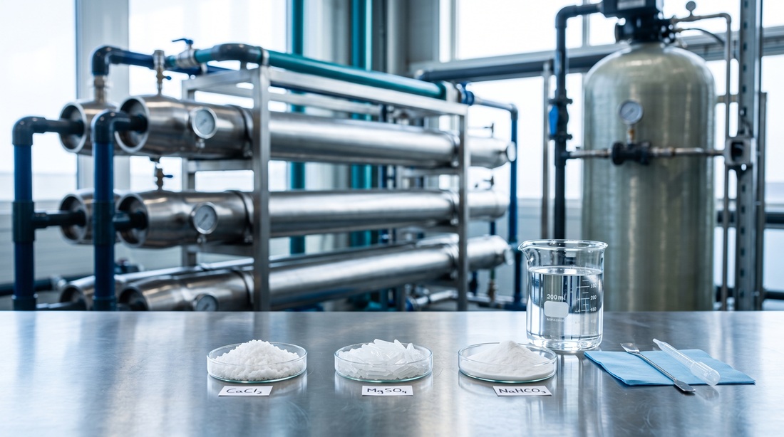 Commercial water treatment minerals and ion exchange softening